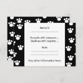 白黒の動物の手の印刷パターン。 出欠カード (正面/裏面)