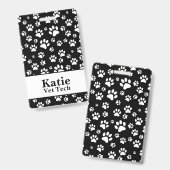 白黒の動物の手の印刷モノグラム バッジ (正面&裏面)