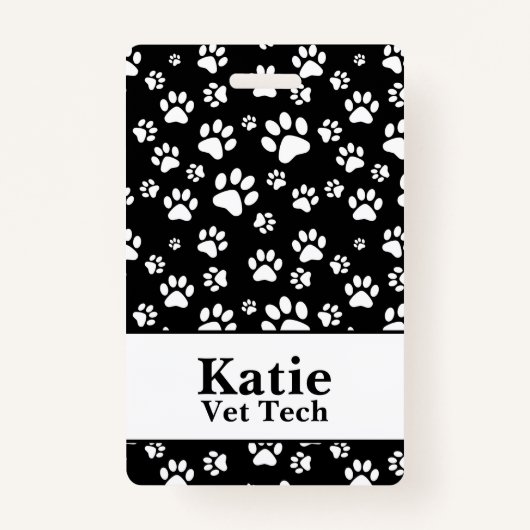 白黒の動物の手の印刷モノグラム バッジ (正面)