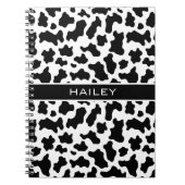 白黒の動物の牛のプリント斑点女性のカーボーイ ノートブック (正面)