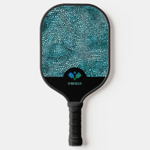 白黒の動物の皮膚の模様モノグラムモダン ピックルボールラケット