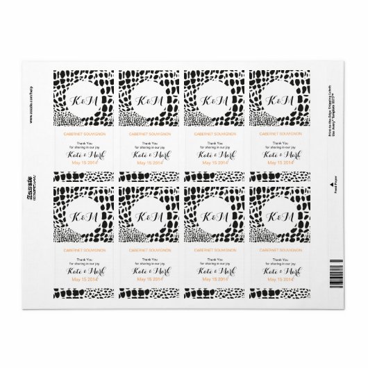 白黒の動物の肌 ラベル (フルシート)