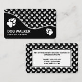 白黒の動物の足のドッグウォーカーペット座 名刺 (正面/裏面)