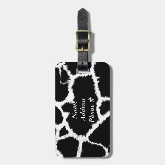 白黒の動物模様 ラゲッジタグ (正面縦)