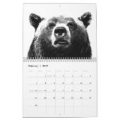 白黒の動物 カレンダー (2月 2027)