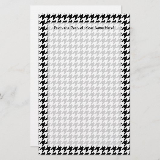 白黒の千鳥格子のファッションデザイナ 便箋 (正面/裏面)