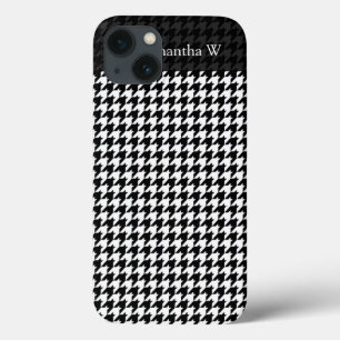 白黒の千鳥格子のファッションデザイナ iPhone 13ケース