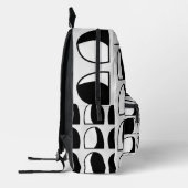 白黒の半円の幾何学的パターン プリントバックパック (左)