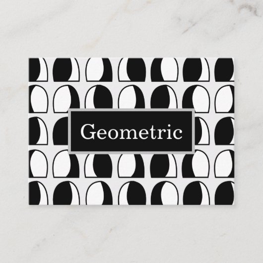 白黒の半円の幾何学的パターン 名刺 (正面)