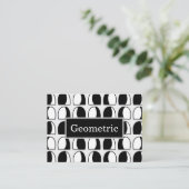 白黒の半円の幾何学的パターン 名刺 (スタンド正面)