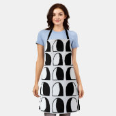 白黒の半円ジオメトリ エプロン (着用した状態)