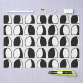 白黒の半円ジオメトリ 薄葉紙 (クラフト)