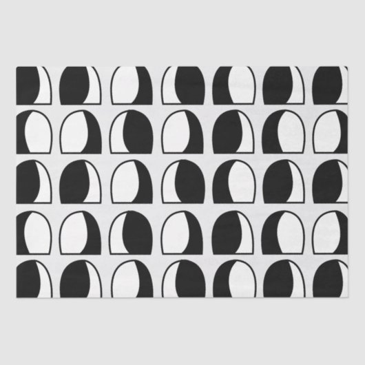 白黒の半円ジオメトリ 薄葉紙 (正面)