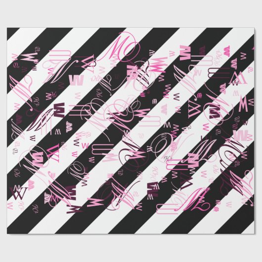 白黒の半分と半分グラフィック ラッピングペーパー (フラット)