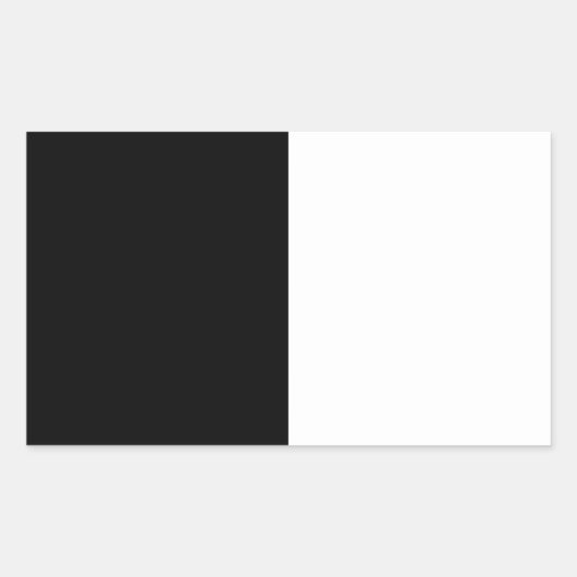 白黒の半分と半分グラフィック 長方形シール (正面)