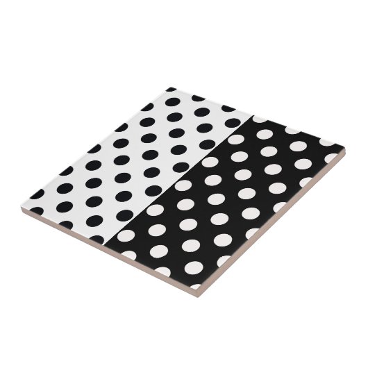 白黒の半色分割の逆水玉模様 タイル (側面)
