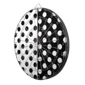 白黒の半色分割の逆水玉模様 ダーツボード (正面右)