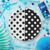 白黒の半色分割の逆水玉模様 ペーパープレート (パーティー)