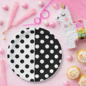 白黒の半色分割の逆水玉模様 ペーパープレート (パーティー)