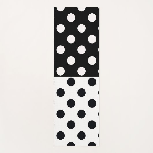 白黒の半色分割の逆水玉模様 ヨガマット (正面)