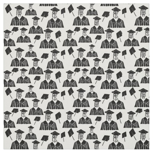 白黒の卒業キャップとガウン ファブリック (見本)