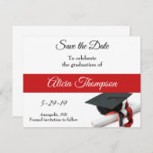 白黒の卒業キャップとタッセルカスタム セーブザデート (正面/裏面)