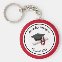 白黒の卒業キャップとタッセル キーホルダー