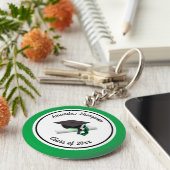 白黒の卒業キャップとタッセル キーホルダー (側面)