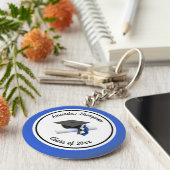 白黒の卒業キャップとタッセル キーホルダー (側面)