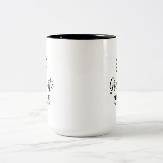 白黒の卒業ギフトカスタムコーヒーマグ ツートーンマグカップ (中央)