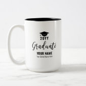 白黒の卒業ギフトカスタムコーヒーマグ ツートーンマグカップ (左)