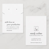 白黒の卒業ネックレスイヤリングカード プレイスカード (正面/裏面)