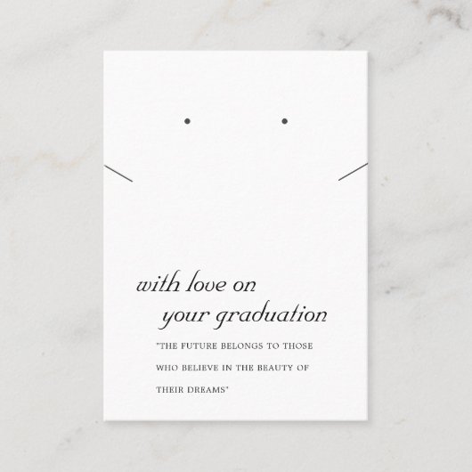 白黒の卒業ネックレスイヤリングカード プレイスカード (正面)