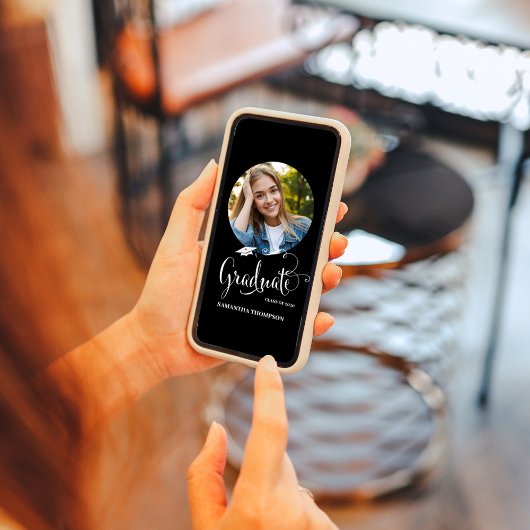 白黒の卒業パーティーのフォトスクリプト 招待状