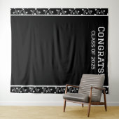 白黒の卒業パーティーの背景 タペストリー (インサイチュ(横))