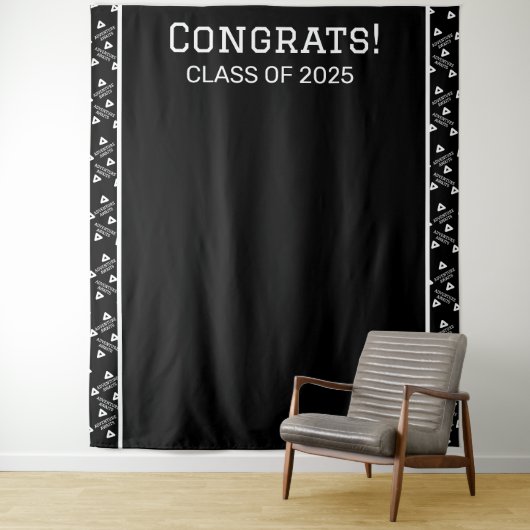 白黒の卒業パーティーの背景 タペストリー (インサイチュ)