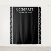 白黒の卒業パーティーの背景 タペストリー (正面)