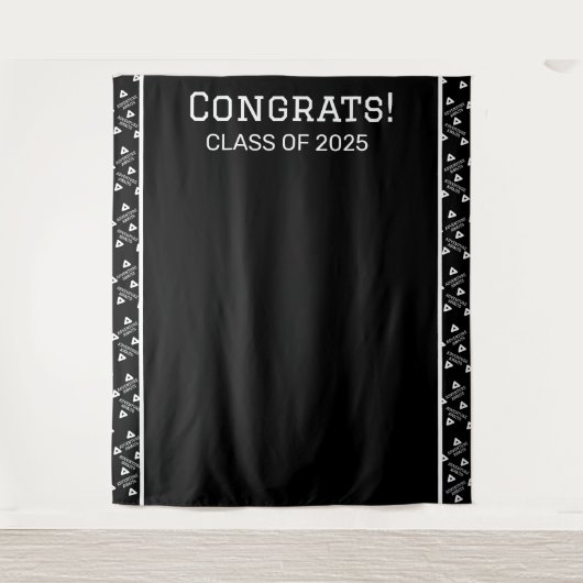 白黒の卒業パーティーの背景 タペストリー (正面)