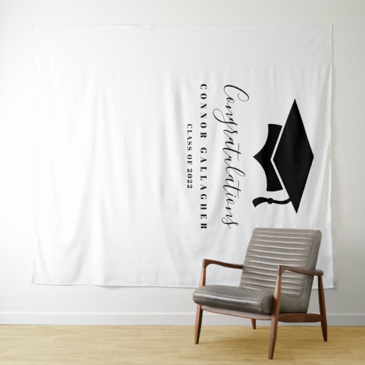 白黒の卒業パーティーの背景 タペストリー (インサイチュ(横))