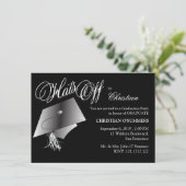 白黒の卒業パーティー招待状 招待状 (スタンド正面)