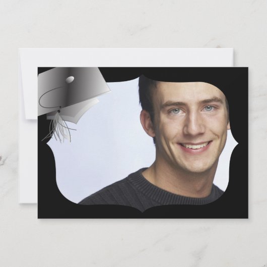 白黒の卒業パーティー招待状 招待状 (裏面)