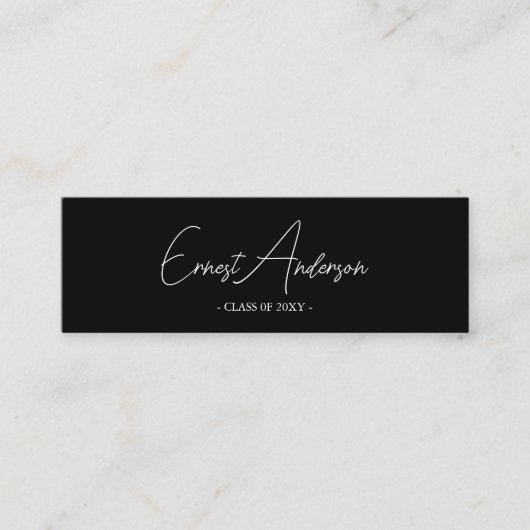 白黒の卒業モダン名エレガントカード スキニー名刺 (正面)