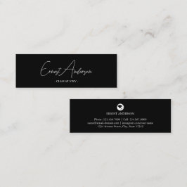 白黒の卒業モダン名エレガントカード スキニー名刺