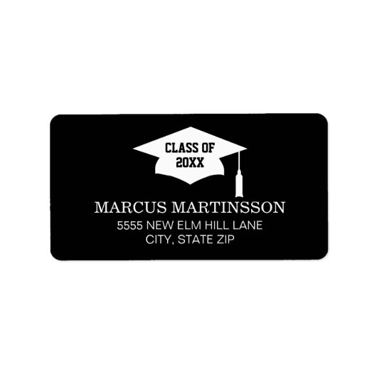 白黒の卒業上限クラス2025 ラベル (正面)