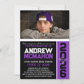 白黒の卒業写真のお知らせ 招待状 (正面)