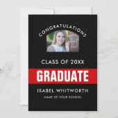 白黒の卒業写真のカスタム 案内状 (正面)