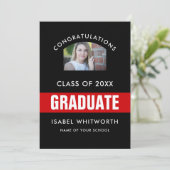 白黒の卒業写真のカスタム 案内状 (スタンド正面)