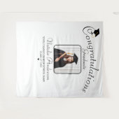 白黒の卒業写真の背景 タペストリー (正面(横))