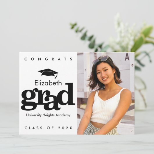 白黒の卒業写真はっきりしたキャモダンップ 案内状 (スタンド正面)