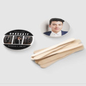 白黒の卒業写真コラージュ ハンドファン (組立なし)